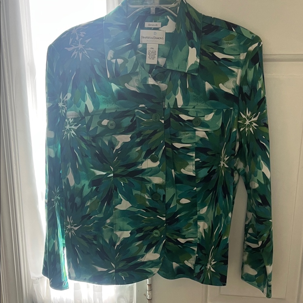 Green Leaf Print Jacket